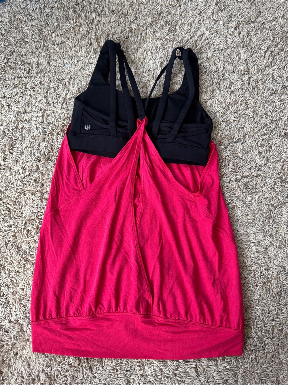 lululemon athletica Pink and Black Strappy Tank Top